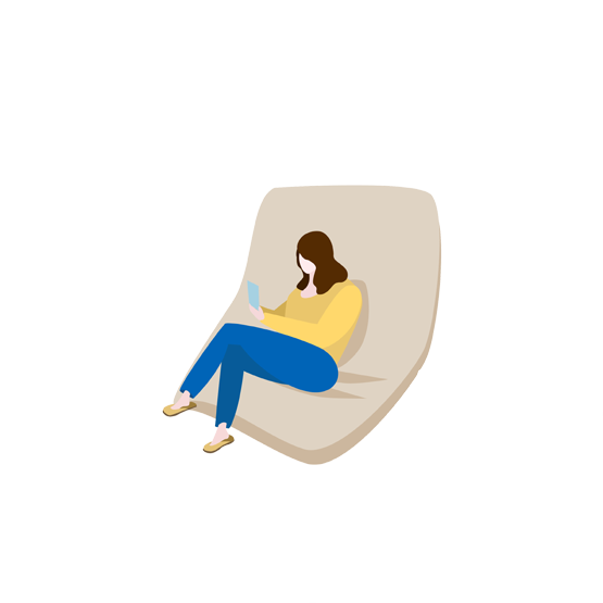woman in big armchair